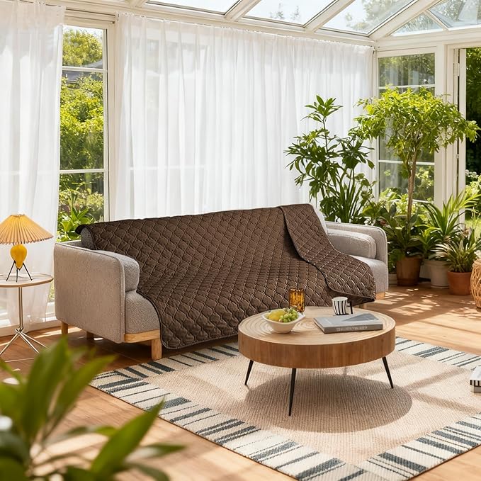 gogobunny 3X Stronger Waterproof Pet Blanket, Scratch Proof Furniture Protector for Dogs Cats, Reversible Cover 52x82 Inch, Dark Chocolate