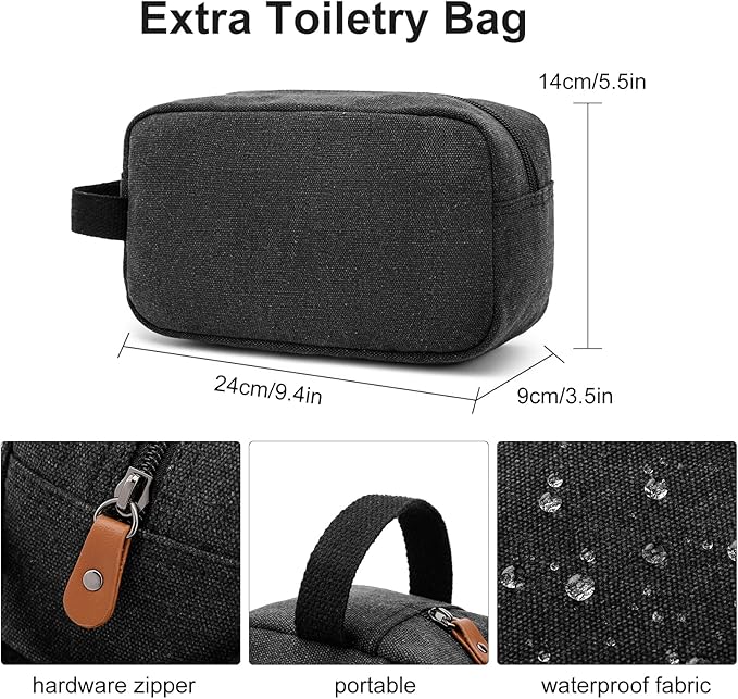 Duffle Bag for Travel, 40L Canvas Travel Duffel Bag With Shoe Compartment And Toiletry Bag, Overnight Weekender Carry On Luggage Bag for Men & Women (Black)