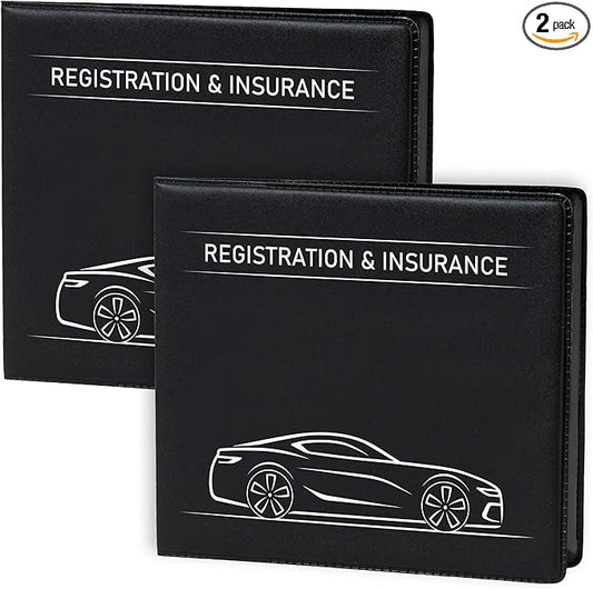 CANOPUS Car Registration and Insurance Holder, Car Document Holder, Vehicle Registration and Insurance Card Holder, Wallet for Auto, Trailer, Motorcycle, Truck, Vehicle Paperwork Organizer (2 Pack)