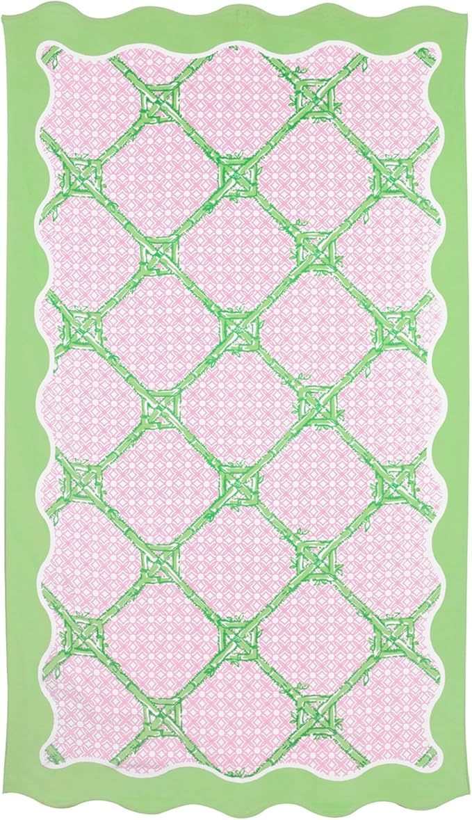 Lilly Pulitzer Oversized Pool/Beach Towel, 40 x 72, Large Cotton Patterned Towel with Scalloped Edges for Adults (Butterfly Trellis)