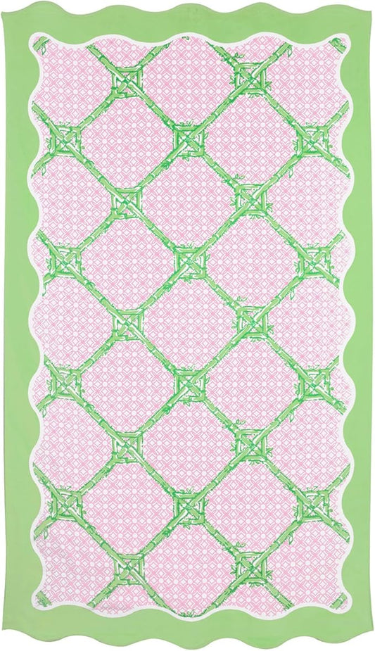 Lilly Pulitzer Oversized Pool/Beach Towel, 40 x 72, Large Cotton Patterned Towel with Scalloped Edges for Adults (Butterfly Trellis)