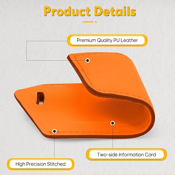 Travelambo 26 Pack Luggage Tags Faux Leather for Suitcases Travel Bag Labels with Protection Cover ID (Orange)