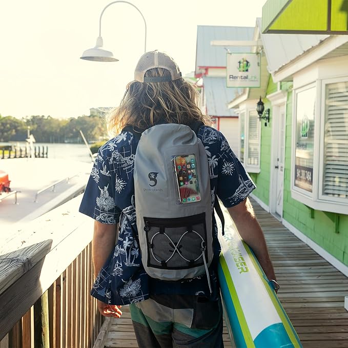 geckobrands Hydroner 20L Waterproof Dry Bag Backpack – Lightweight Roll-Top Bag with Clear Phone Pouch for Outdoor Activities