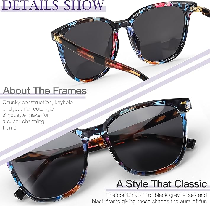 SIPHEW Oversized Square Sunglasses for Women|Lightweight Fashion Sunglasses 100% UV400 Protection|Trendy Mirrored Shade