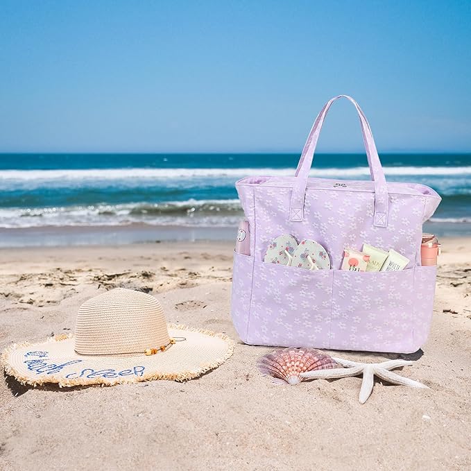 Bluboon Waterproof Beach Tote Pool Bags for Women Ladies Extra Large Carry On Bag With Wet Compartment for Weekender Travel