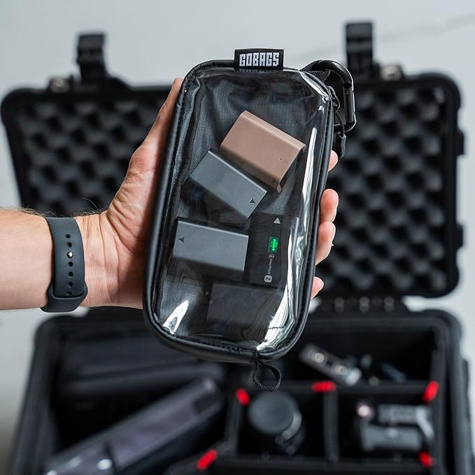 GOBAGS NEO Production Zipper Bags - Electronics & Camera Accessories Bag - Cable organizer, Gear Accessory Pouch, Travel Camera Essentials (Extra Small, Black, 2 pack)