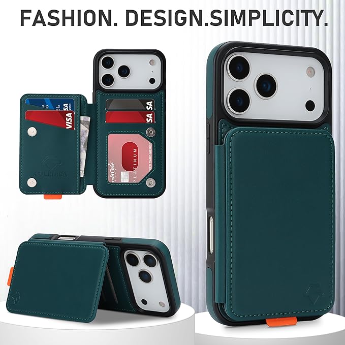 GUERNICA for iPhone 17 Pro (6.3") Case Wallet with Card Holder, RFID Blocking Leather Protection, Shockproof Women Men Phone Case for Apple 17 Pro, Green