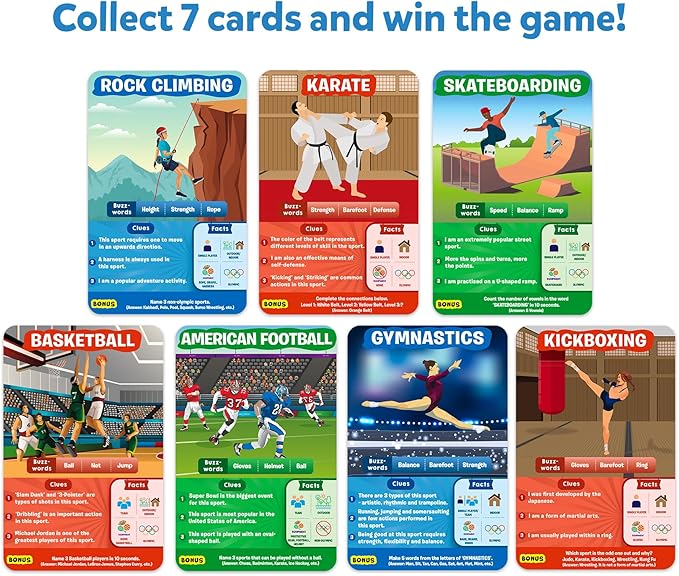 Skillmatics Guess in 10 Sports, Perfect for Boys, Girls, Kids, and Families Who Love Card Games, Toys, Travel Games, Gifts for Ages 6, 7, 8, 9 and Up