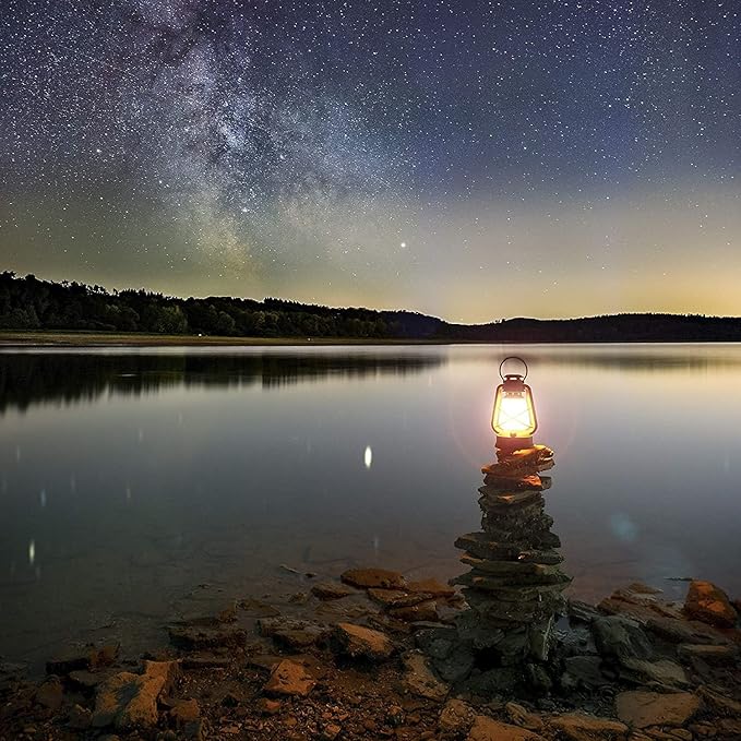 YAKii LED Vintage Flame Lantern Metal Outdoor Hanging Lantern with Dancing Flame Battery Operated Halloween Outdoor Indoor Decoration(Black Pack of 2)