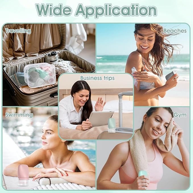 1oz Silicone Travel Bottles for Toiletries,16-Pack TSA Approved Leakproof Toiletry Bottles with Locking Lid, Refillable Travel Size Containers with Storage Bag for Shampoo, Body Wash, Camping & Trips