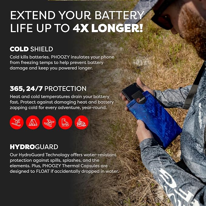 PHOOZY XP3 Ultra-Durable Thermal Phone Case for Extreme Cold | Insulated Phone Case Extends Battery Life 4X | Snowboard & Ski Gear | As Seen on Shark Tank | Large- Blue