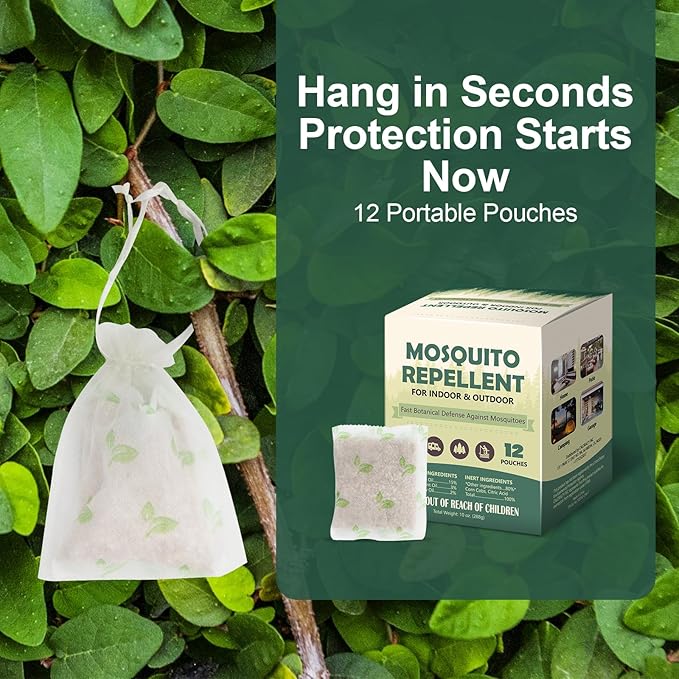 12 Pcs Mosquito Repellent for Patio, Mosquito Repellent Pouches, Mosquito Deterrent Indoor Outdoor, Mosquito Control, Keep Mosquitoes Away from Home Patio Camping
