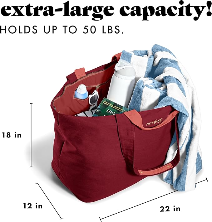 Fit & Fresh Large Beach Bag for Women - Extra Large Travel Tote With Pockets