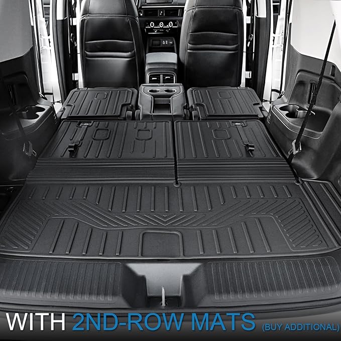 JOULARISE Cargo Mat for Honda Pilot 2026 2025 2024 2023, All Weather TPE Trunk Mat with Backrest Mat Left Storage Tray Mat Car Accessories for Pilot (Trunk Mat with Backrest Mats)