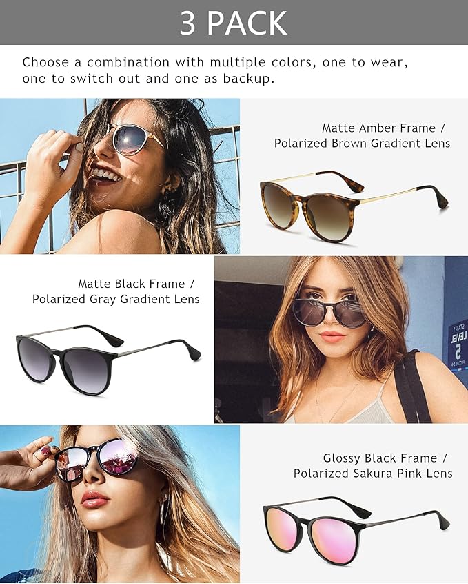SUNGAIT Premium Vintage Round Sunglasses for Women Men Classic Retro Trendy Style
