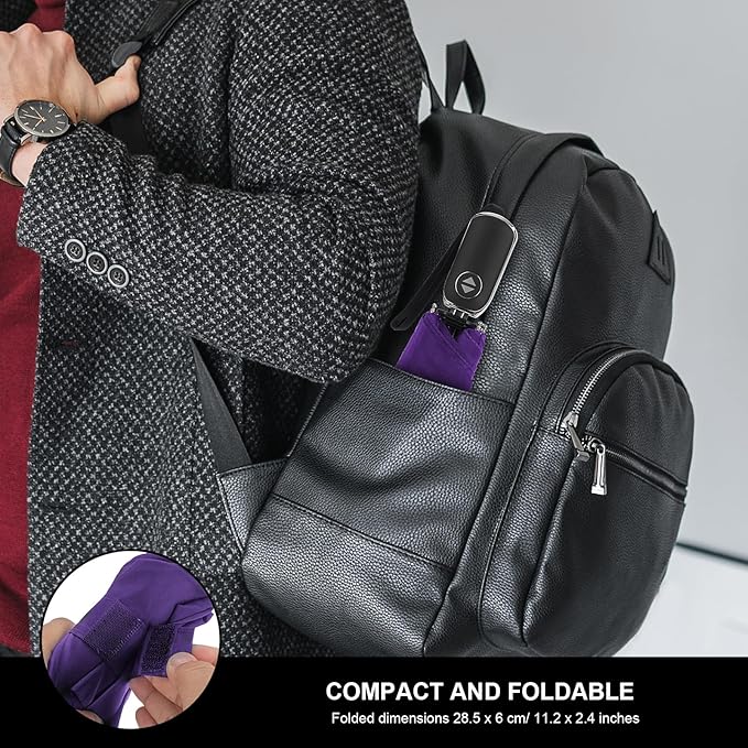 LEAGERA Compact Travel Umbrella for Purse - Flat Handle, Waterproof for Light Rain