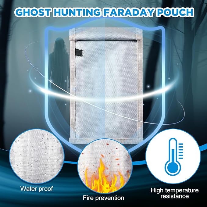 Dunzy Ghost Hunting Box Faraday Pouch Ghost Hunting Equipment 7.9 x 4.9 in Fireproof Waterproof Faraday Bags Shield Electromagnetic Interference Case Investigation Paranormal Equipment