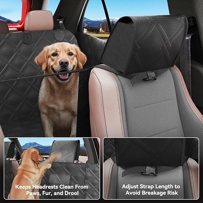 Back Seat Extender for Dogs – Waterproof Dog Seat Cover for Back Seat with Door Protection, Hard Bottom, Holds 420 lbs Dog Hammock for Cars, SUVs & More