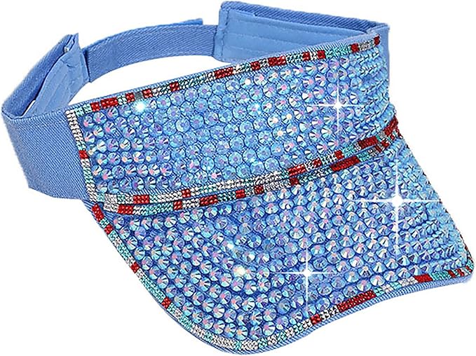Bling Shiny Rhinestone Sports Sun Visor Hat for Women Summer Adjustable Breathable Beach Visor Caps Running Golf Sun Hat