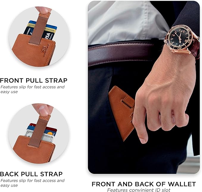 RFID Blocking Slim Money Clip Wallet – Leather Bifold Front Pocket Minimalist Mens Wallet with Money Clip for Men, Small Credit Card Holder Wallet - Travel Wallet with Gift Box