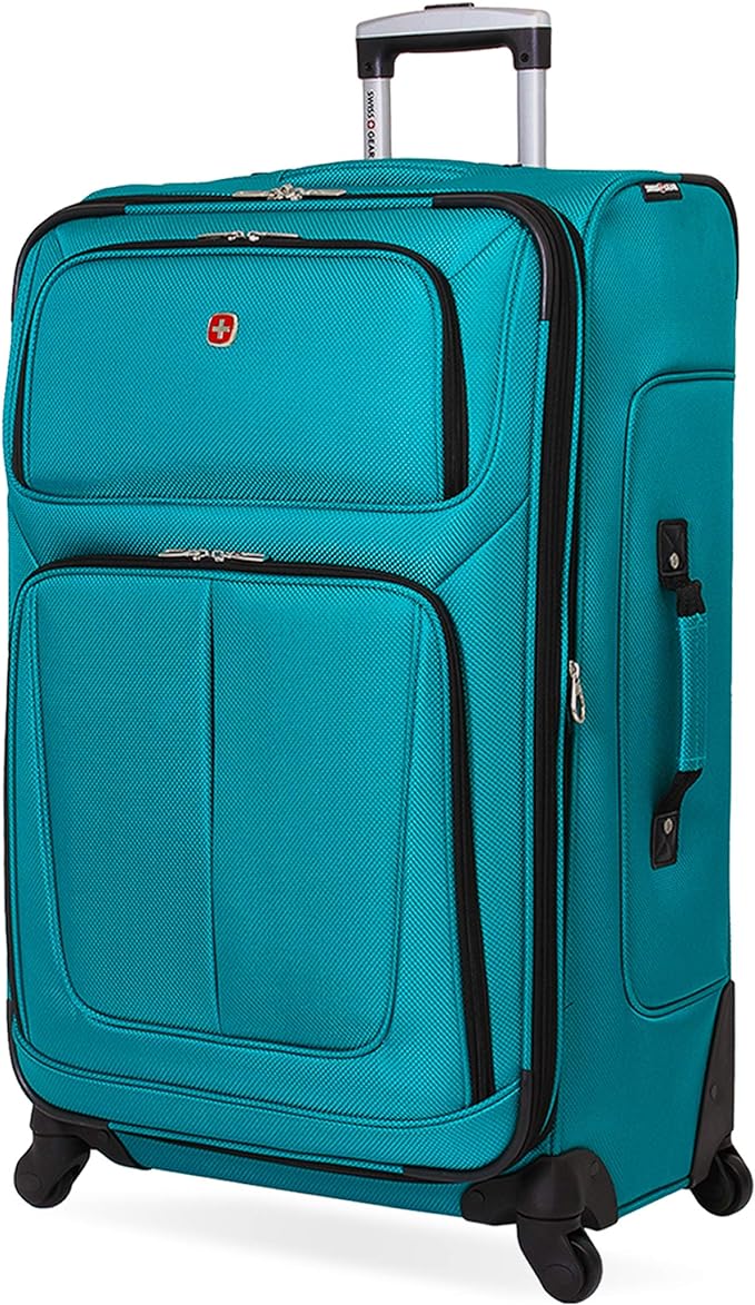 SwissGear Sion Softside Expandable Luggage, Teal, Checked-Large 29-Inch
