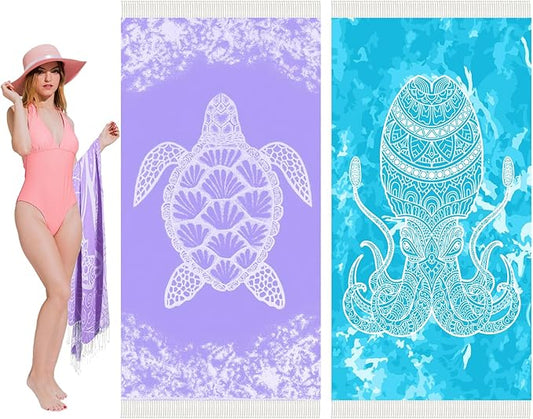 Thin Turkish Beach Towel Lightweight Soft Cotton Extra Large XL Oversized Sand Free Sandproof Absorbent Quick Dry Towels Cloud Bath Pool Travel Compact Essentials Accessories for Adult Gifts