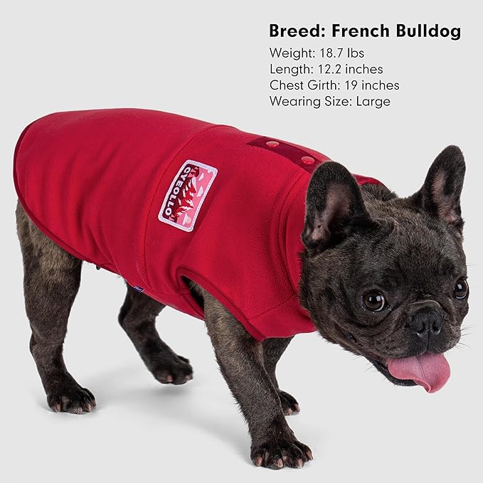 cyeollo Fleece Dog Christmas Sweater, Soft Stretchy Fleece Dog Jacket Pullover Turtleneck Dogs Vest Lightweight Coat Warm Winter Pet Clothes Boy Girl, Red XXL