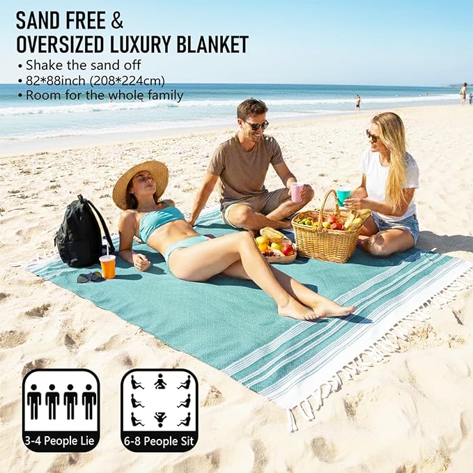 Oversized Turkish Beach Towel Blanket Cotton Giant XL Sandproof Towels Huge Linen XXL Extra Large Big Throw Quilt Blankets for Adults Cloud Travel Camping Glamping Accessories Essentials