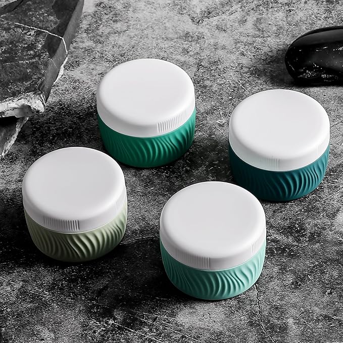 Travel Containers for Toiletries, Silicone Cream Jars BPA-Free, TSA Approved 2oz Travel Size Containers, Leak-proof Portable Size Silicone Jars with Lid for Face Hand Body Cream (4 Pack)