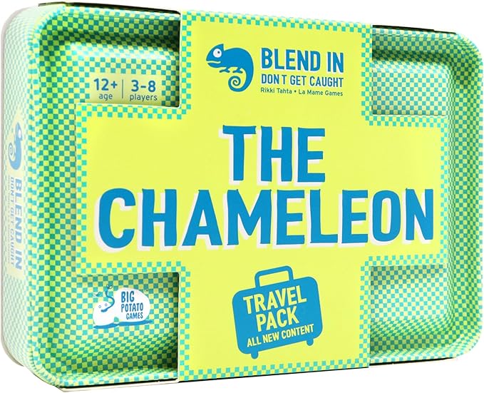 The Chameleon Travel: The Award-Winning Spot-The-Imposter Board Game in a Travel Friendly Tin with 20 New topics