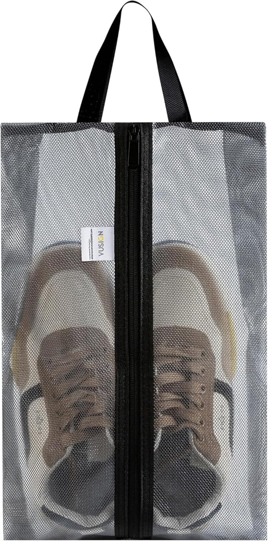 VUSIGN Plus-Sized Travel Shoe Bag, Water-Resistant Shoe Pouch for Gym and Sport, Odor-Resistant Soccer Cleats Bag (Gray, 1-Pack)