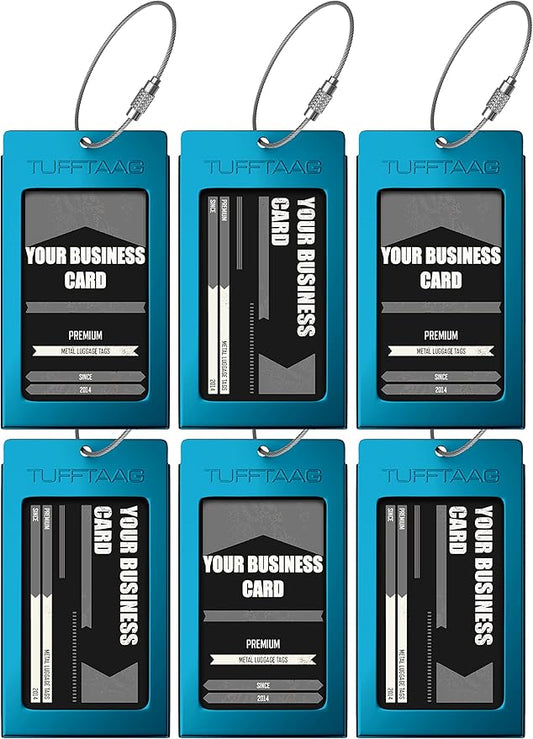 Luggage Tags Business Card Holder by TUFFTAAG - Durable Travel ID Bag Tag in Multiple Color Options, Perfect for Suitcases, Backpacks, and Carry-Ons, Easy Identification, Secure and Stylish