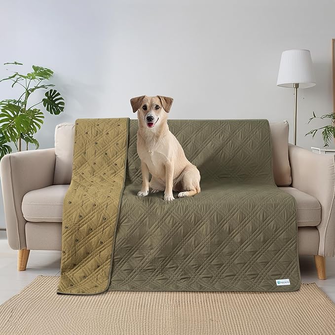 PetAmi Waterproof Couch Cover for Dogs, Waterproof Pet Blanket, Reversible Furniture Cover Sofa Protector for Pet Cat Bed, Washable Waterproof Blanket Dog Cover for Couch Seat, 102x82 Green