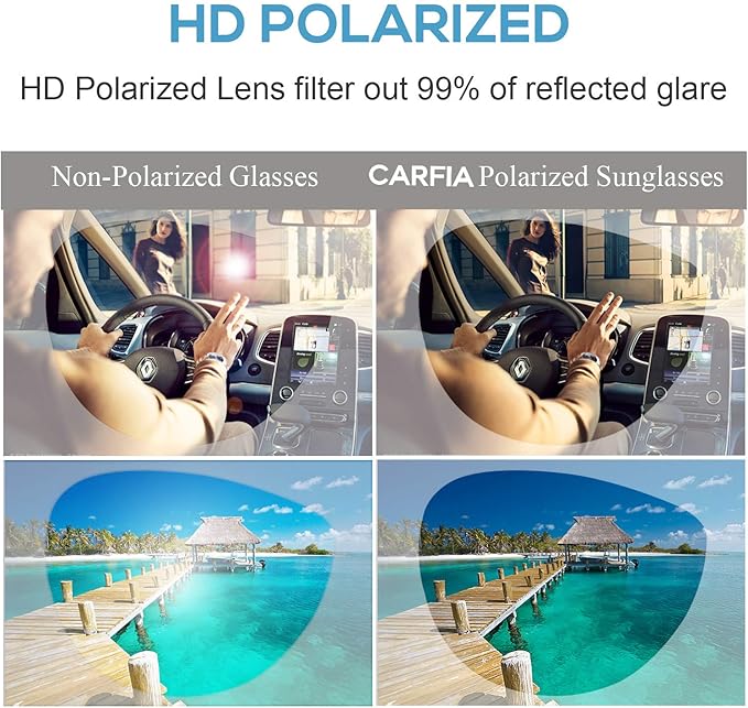 CARFIA Polarized Sunglasses for Women UV Protection Ultra-Lightweight Comfort Metal Frame Driving Glasses CA3210