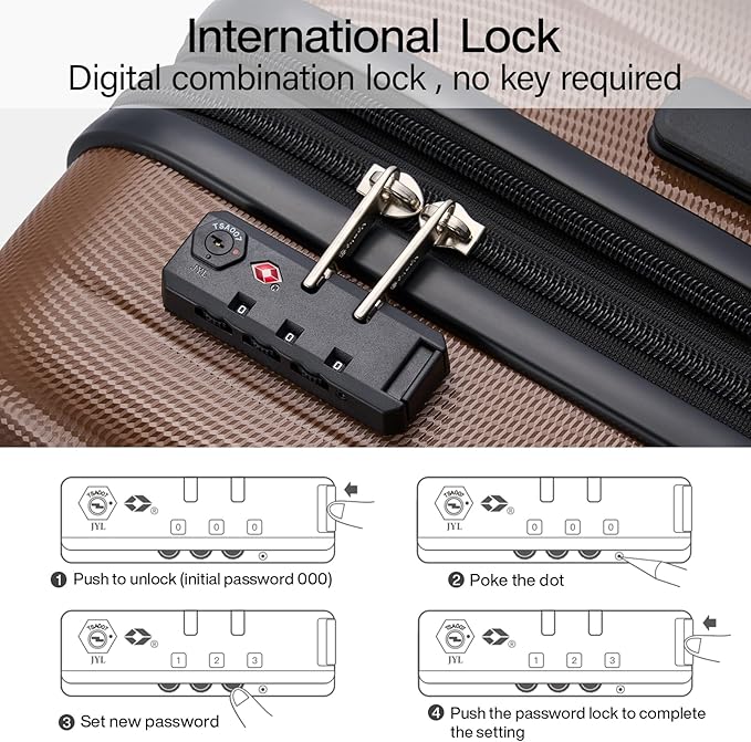 Hanke 20 Inch Expandable Carry on Luggage 22x14x9 Airline Approved Lightweight PC Hard Shell Suitcases with Wheels Tsa Luggage Rolling Suitcase Travel Luggage Bag for Weekender(Brown)