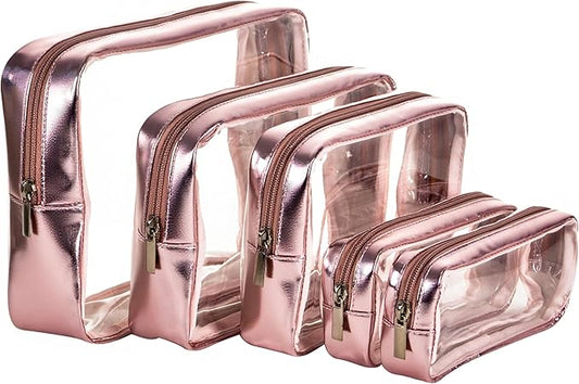 TSA Approved 5-Piece Diaper Bag Organizer Pouch Set Clear Waterproof TPU Kids Toiletry Storage Set Travel Packing Clutch Cube Bags for Baby Nursing