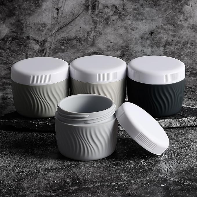 Travel Containers for Toiletries, Silicone Cream Jars BPA-Free, TSA Approved 3oz Travel Size Containers, Leak-proof Portable Size Silicone Jars with Lid for Face Hand Body Cream (4 Pack)