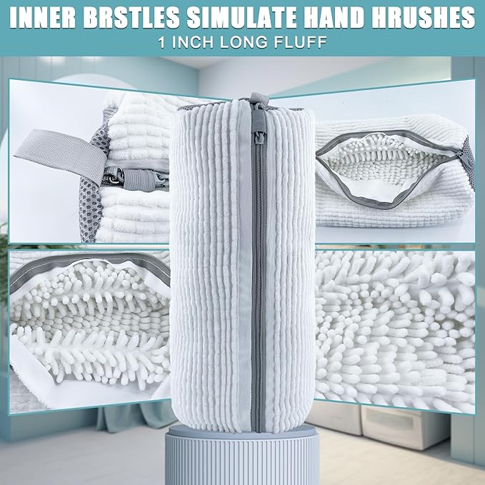 XXL Shoe Washing Machine Bag - 2-Pack Reusable Shoes Cleaning Bags, 360° Deep Clean for Tennis Shoes, Sneakers and Slippers, Includes 2 Shoe Storage Dust Bags (White)