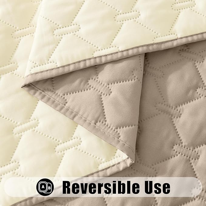 Smiry Waterproof Dog Bed Cover Blanket, Soft Reversible Pet Blanket, Washable Leakproof Cats Dogs Couch Cover for Sofa, Couch, Furniture, Plaid (52x82 Inch, Taupe/Beige)