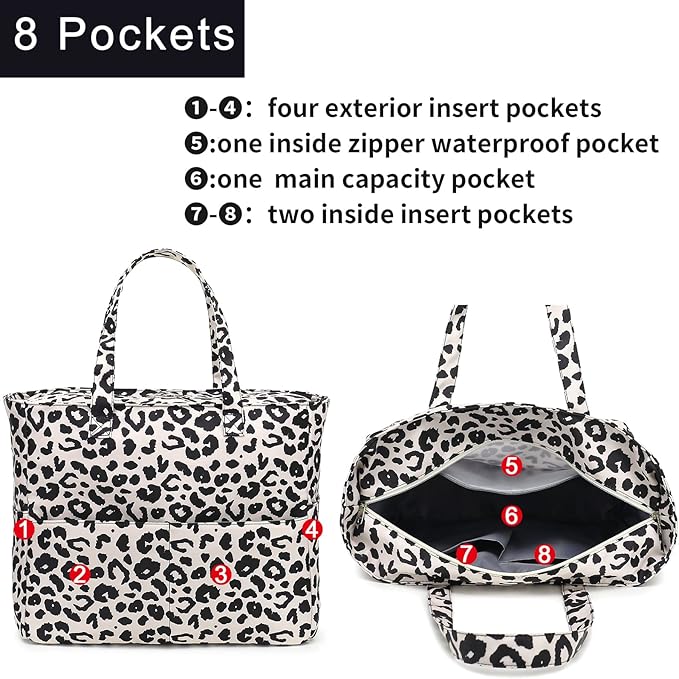 Bluboon Waterproof Beach Tote Pool Bags for Women Ladies Extra Large Carry On Bag With Wet Compartment for Weekender Travel