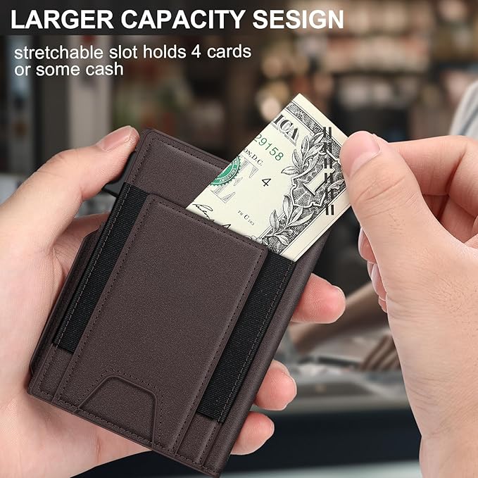 Wallet for Men Wallet with Slim Pop Up Card Holder 9-13 Cards, Bifold Minimalist Smart Wallet RFID Blocking Credit Card Holder with ID Window & Stretchable Cash Slot