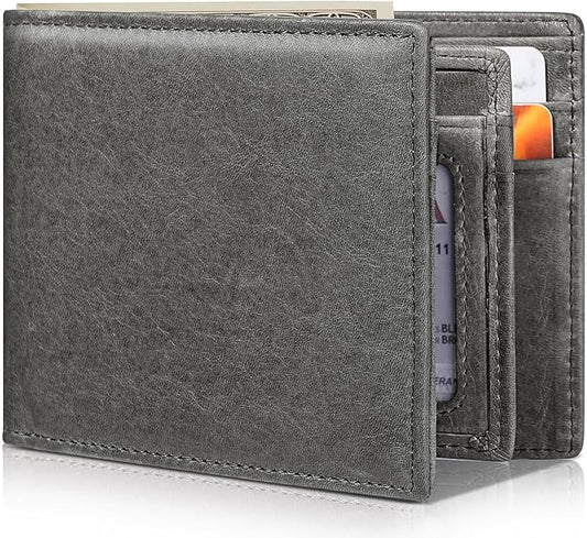 Artpaxy Mens Wallet Bifold Genuine Leather RFID Blocking Wallet for Men with 1 ID Windows 13 Card Holders 2 cash pockets 1 Gift Box
