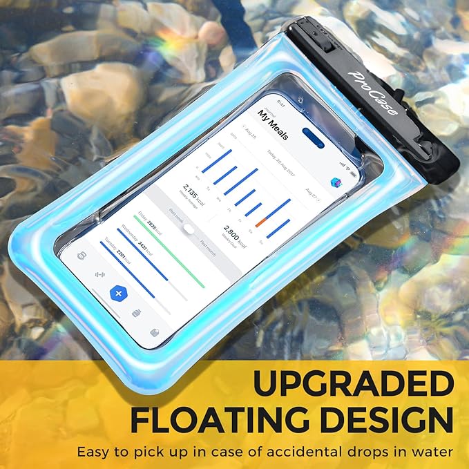 ProCase 2 Pack Floating Waterproof Phone Pouch Up to 7", IPX8 Floatable Underwater Phone Case Dry Bag for iPhone 17/Air 16 15 14 13 12 11 Pro Max Xs Max XR X 8 7 Plus SE/Galaxy S24 S23 S22 - Sparkle
