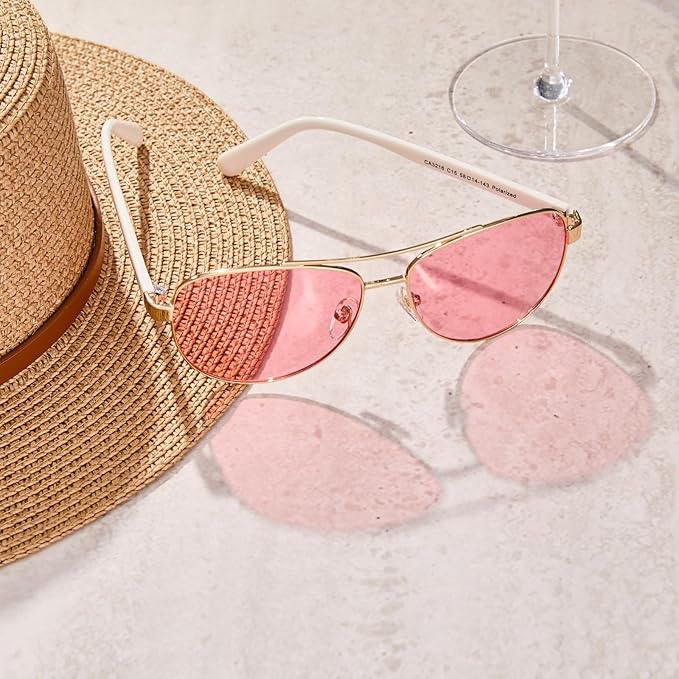 CARFIA Retro Trendy Pilot Sunglasses for Women Polarized UV Protection, Lightweight Outdoor Driving Lady Sunnies Metal Frame
