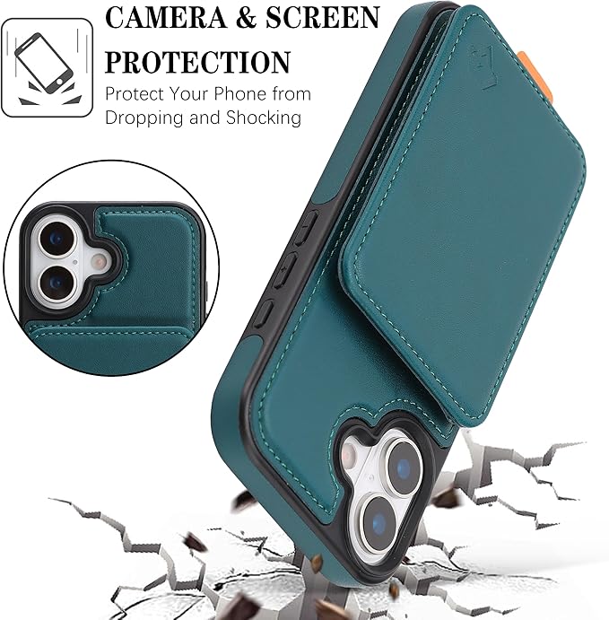 GUERNICA for iPhone 17 (6.1") Case Wallet with Card Holder, RFID Blocking Leather Protection, Shockproof Women Men Phone Case for Apple 17, Green