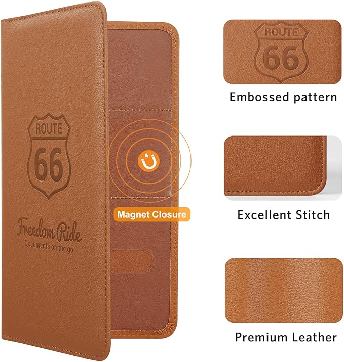 CoBak Car Registration and Insurance Holder - Vehicle Glove Box Car Organizer,Auto Truck Comparment Accessories Case with Magnetic Closure for Driver License,Cards