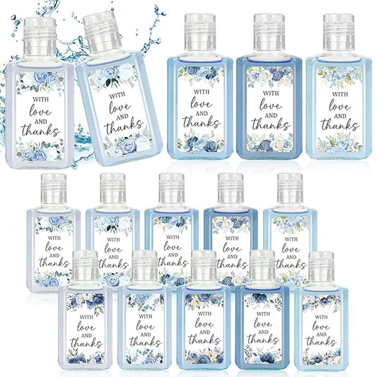 50 Pcs Blue Flower Mini Hand Sanitizer Bulk Thank You Gift Favors Small Hand Sanitizer for Guest 1fl oz Travel Size Hand Soap Gift for Wedding and Baby Shower Supplies