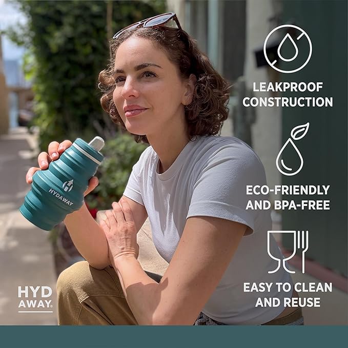 HYDAWAY 17oz Collapsible Water Bottle - BPA-Free, Leakproof, Lightweight, and Space-Saving - Perfect for Travel, Hiking, and Everyday Hydration