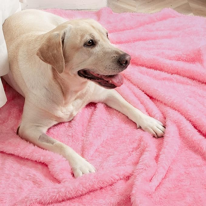 MACEVIA Fluffy Fleece Dog Blankets,Warm Soft Fuzzy Pets Blanket for Puppy,Small,Medium,Large Dogs and Cats,Plush Pet Throws for Bed,Couch,Sofa,Travel(40x60 Inch, Pink)