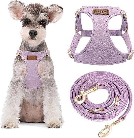 Puppytie No Pull Small Dog Harness with Multifunction Dog Leash,Lightweight Soft Adjustable No Choke Escape Proof Pet Harness Vest Pet Harness Vest,Light Purple,S